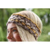 Stirnband im Flechtmuster Braun-Beige-Gelb